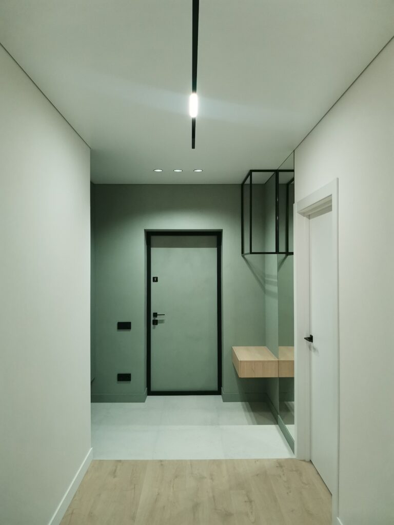 накатка в один цвет, накатка в интерьере, декоративная штукатурка на входной двери